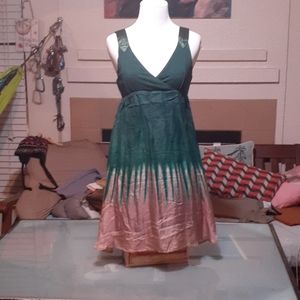 Banana USA summer mini dress green and tan